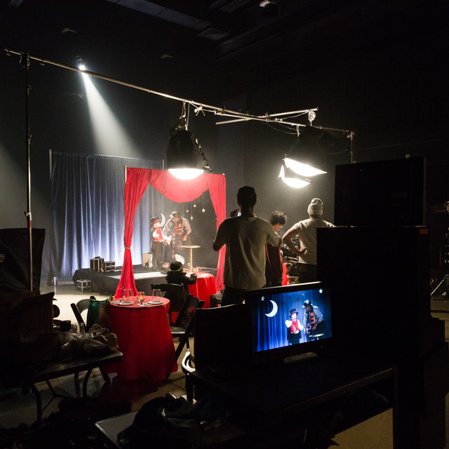 A student project filming on an ArtCenter soundstage