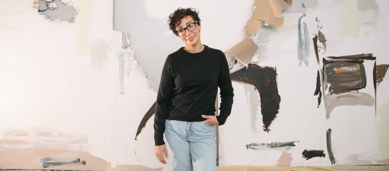Fine Art student Josephine Zazueta, pictured here during the installation of one of her works, is the winner of ArtCenter’s Fall 2025 Student Leadership Award.