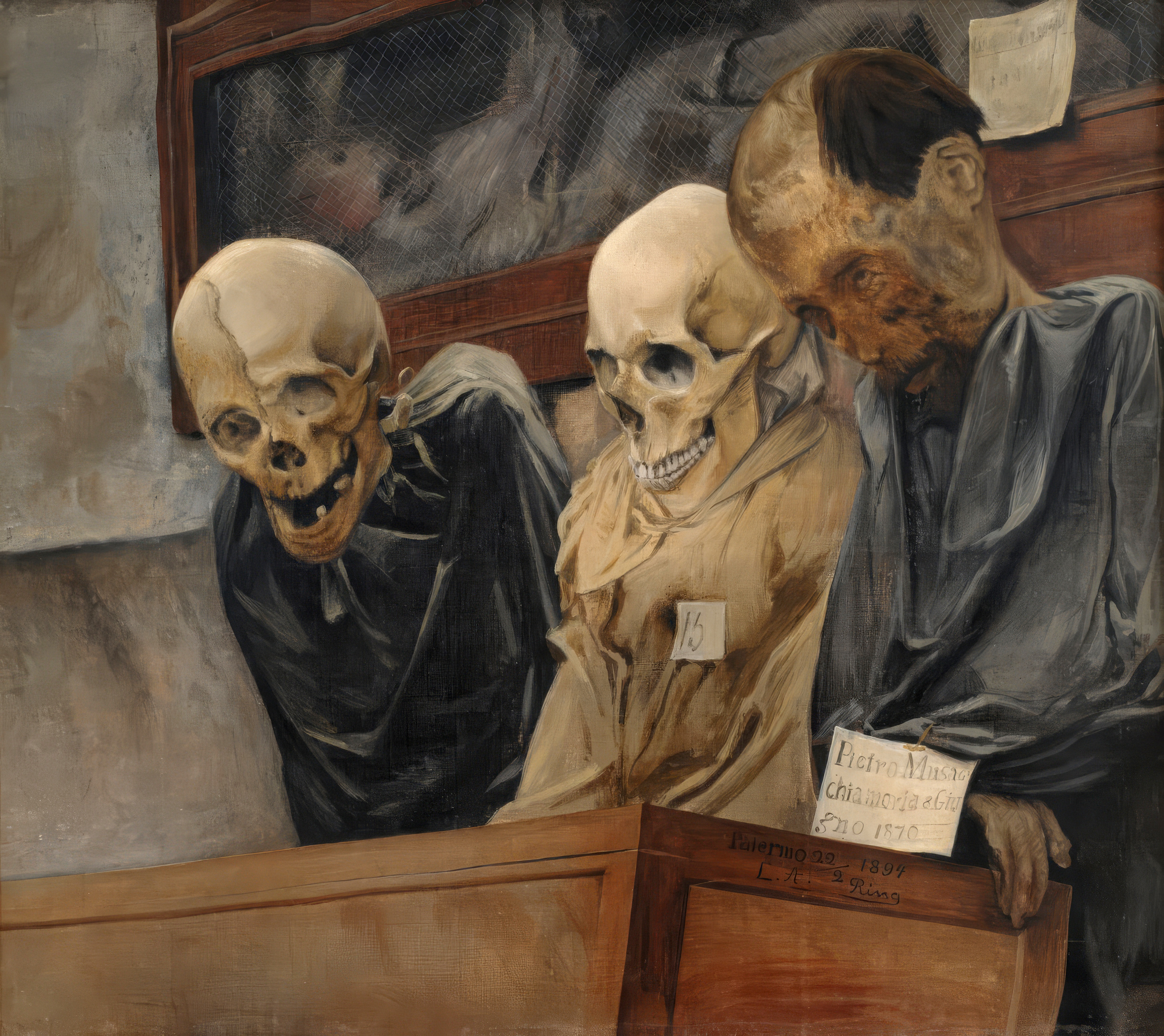 Laurits Andersen Ring, Three Skulls from the Catacombe dei Cappuccini at Palermo, 1894