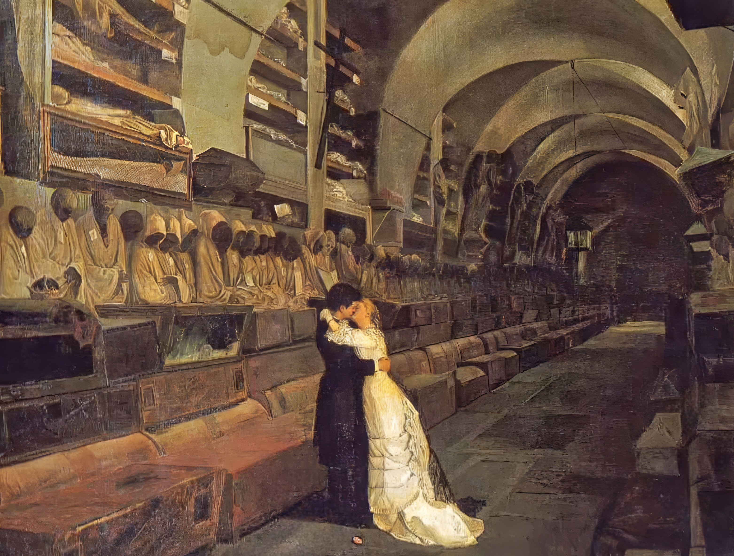 Calcedonio Reina, Love and Death, Catacombe dei Cappuccini, Palermo, 1881