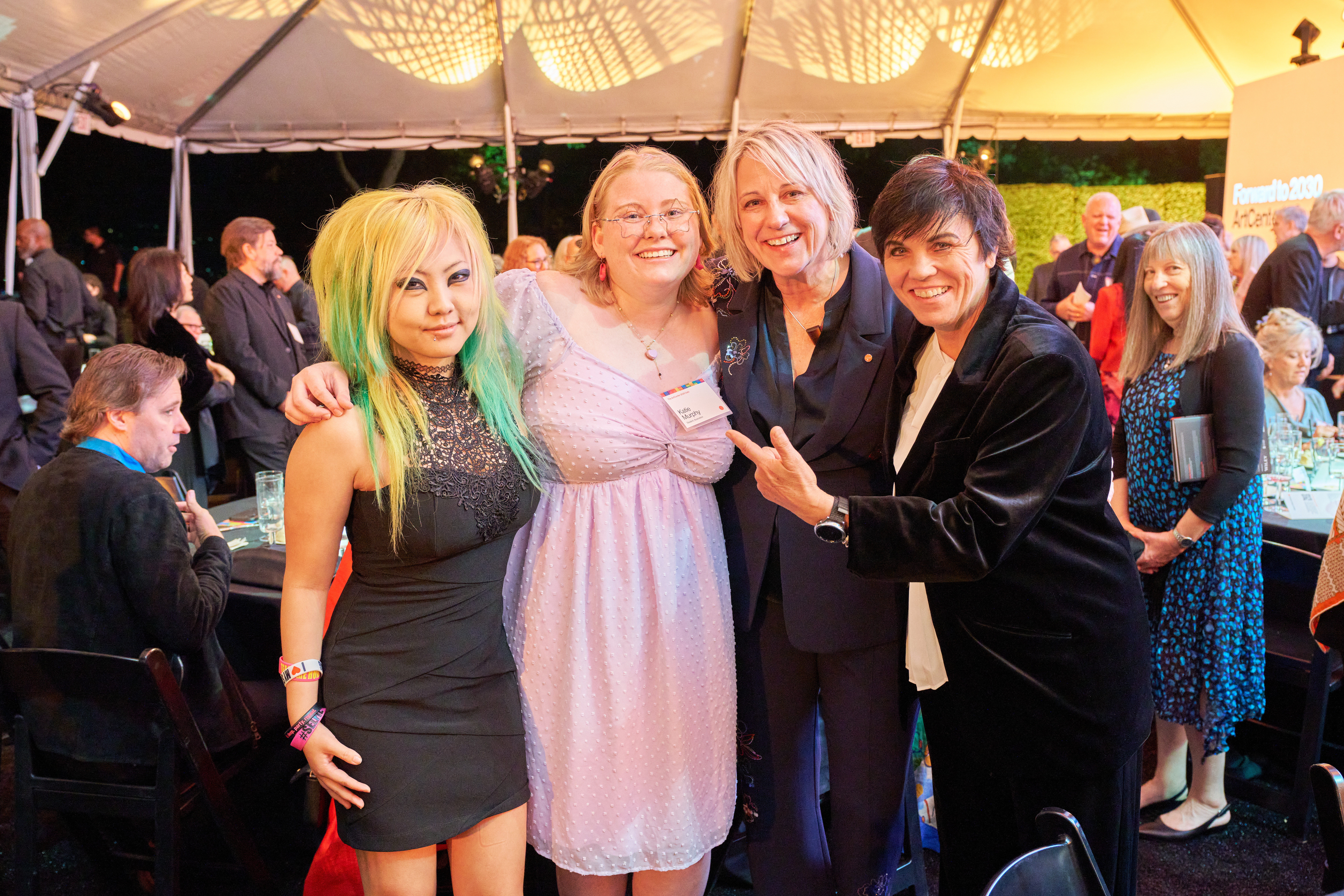 (L-R) ArtCenter Student Government President Lauren Chon, Spring 2026 Student Leadership Award winner Katie Murphy, President Karen Hofmann and Lisa Blair at ArtCenter