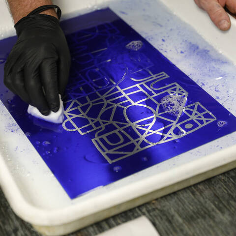 /Work in progress in the printmaking studio