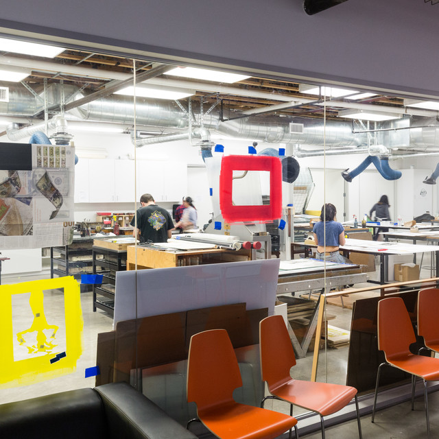 Students at work in the Printmaking Studio