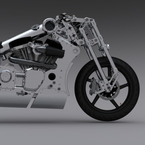 /Image of a chrome motorcycle prototype