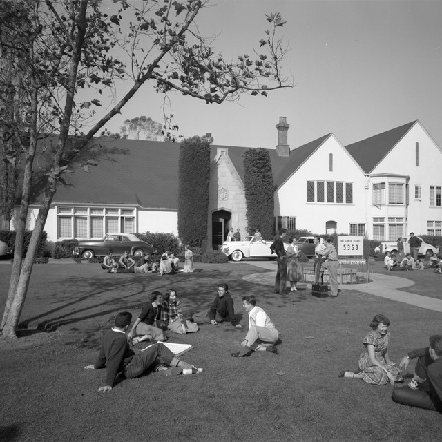 students on the lawn at the Santa Monica campus