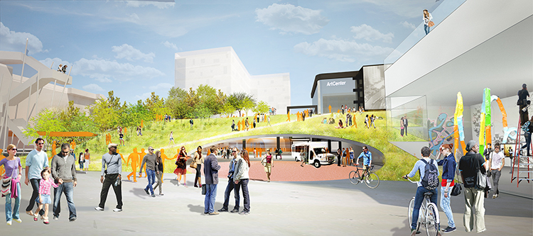 Rendering of master plan mobility hub.