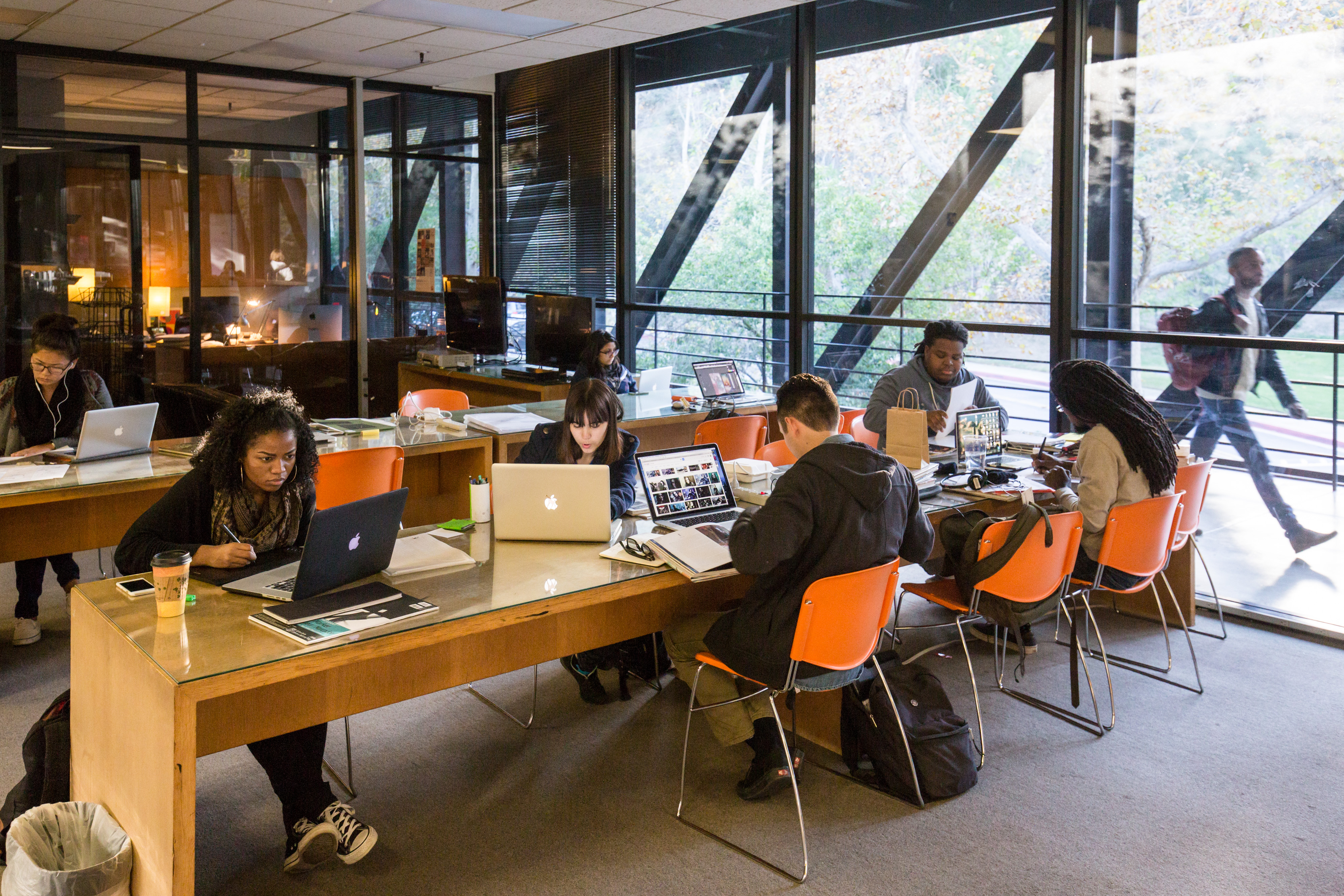 Photo of students in library.