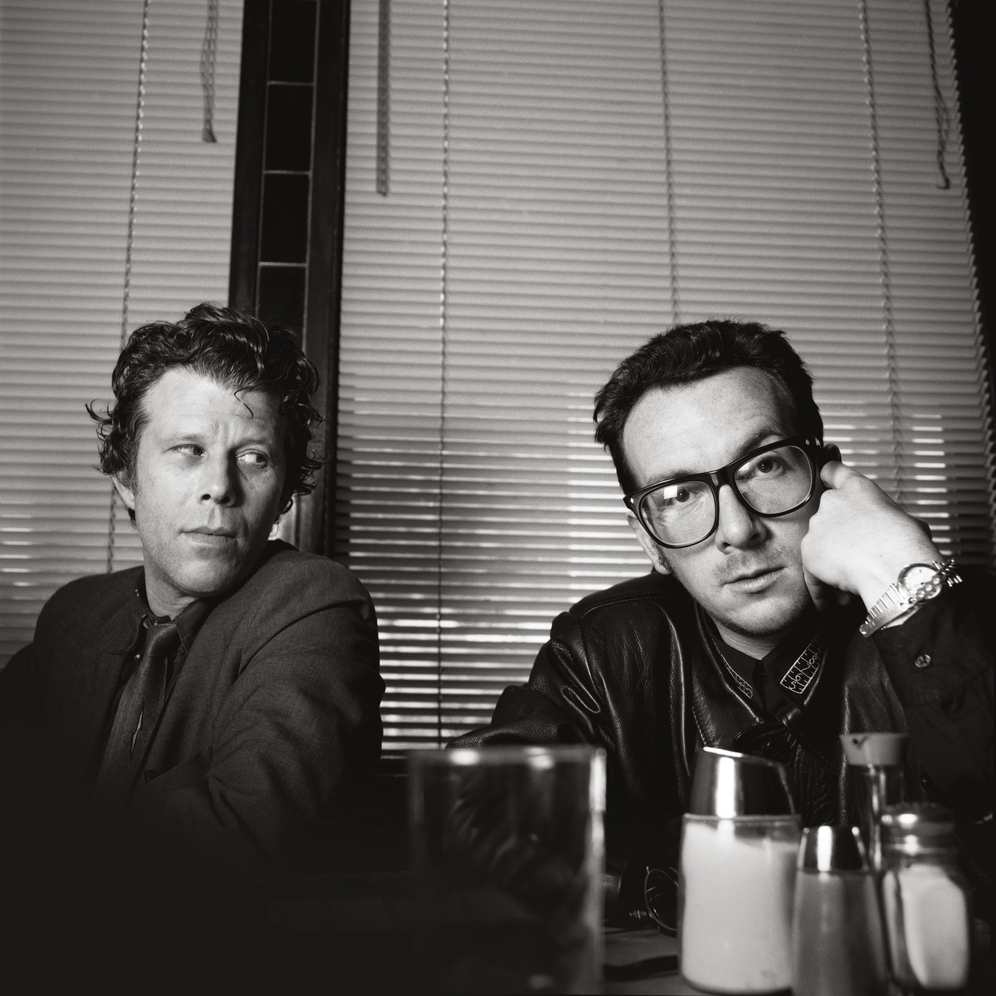 Photography+and+Imaging+Chair+Dennis+Keeley+shot+this+photo+of+Tom+Waits+and+Elvis+Costello+at+the+Red+Eight+restaurant+in+Los+Angeles+in+1989.+Image+courtesy+of+the+artist