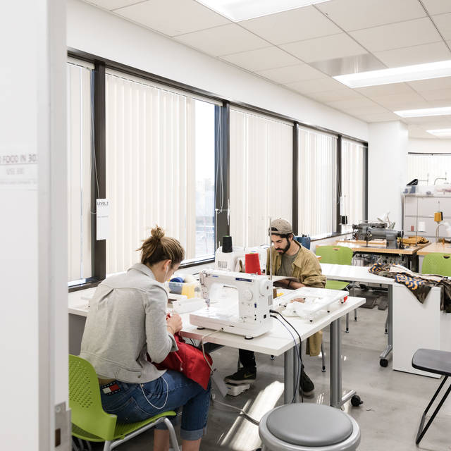 Students at work in the Sewing Lab